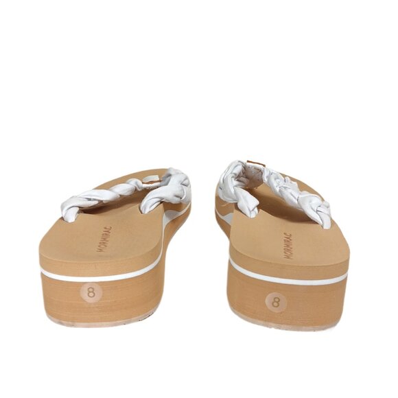 Platform Thong Sandals Womens 8 White Comfort Mormirac Boho Braided Flip Flops - Picture 4 of 5